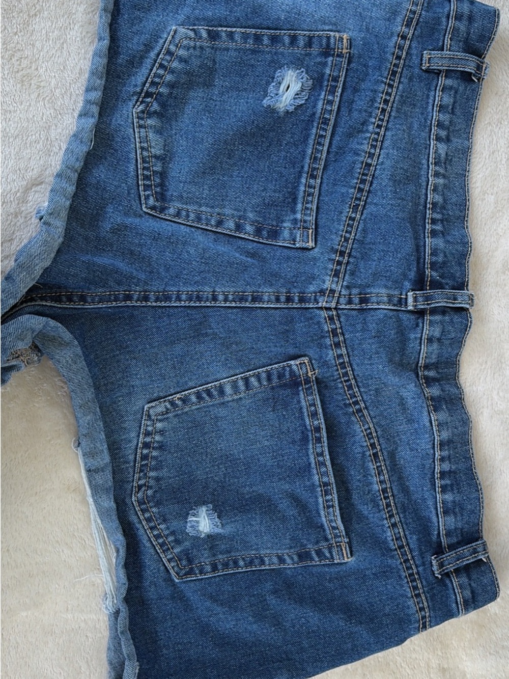 refuge Medium Blue Distressed Denim Jean Shorts
